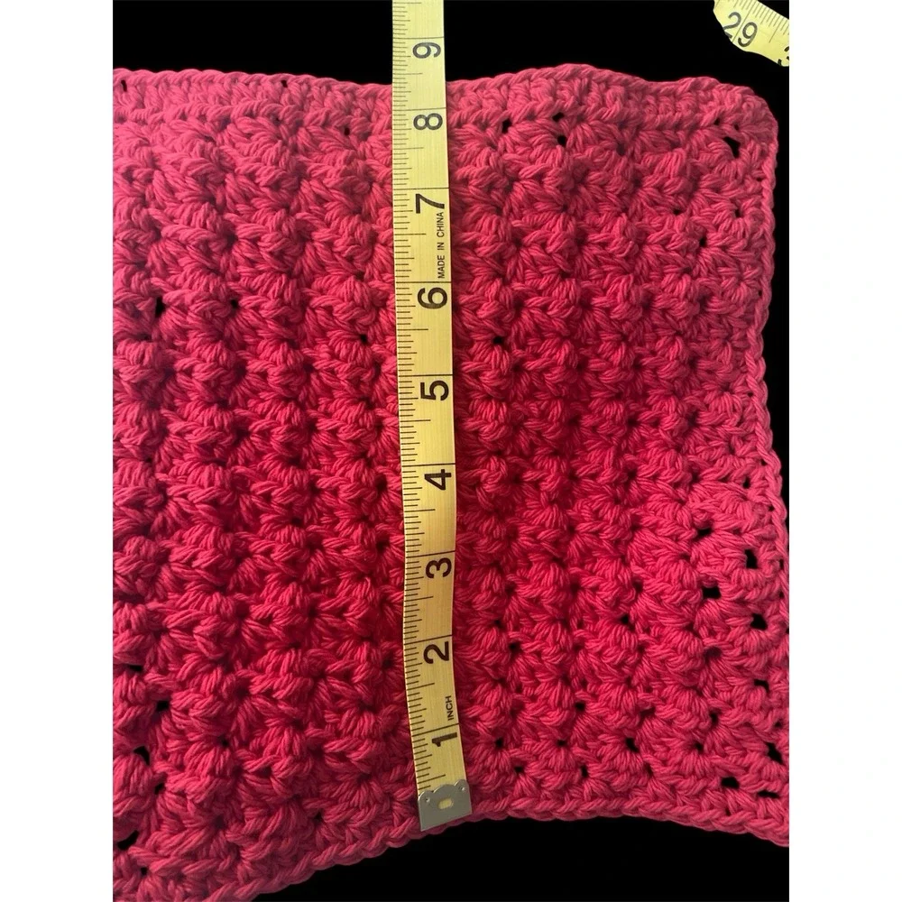 (2) Handmade Crochet 100% Cotton Dishcloths or Washcloths 8.5x8.5 in/New